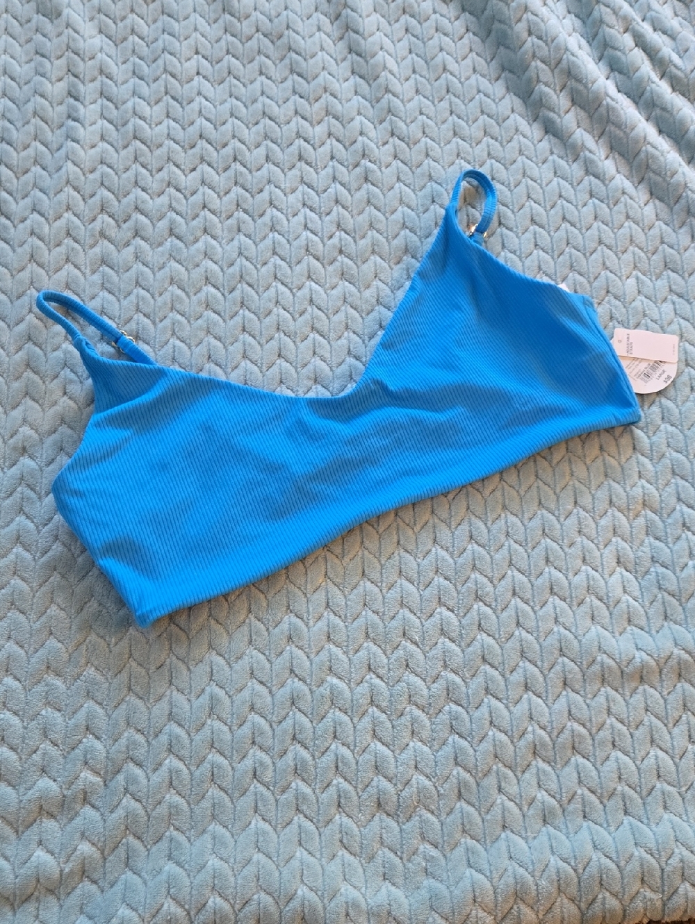Decree Blue Ribbed Bikini Top